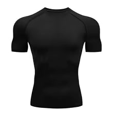 Fitness clothes men's outdoor sports quick drying short sleeved t-shirt training pro running stretch tight fitting clothes yoga