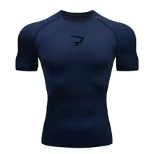 Fitness clothes men's outdoor sports quick drying short sleeved t-shirt training pro running stretch tight fitting clothes yoga
